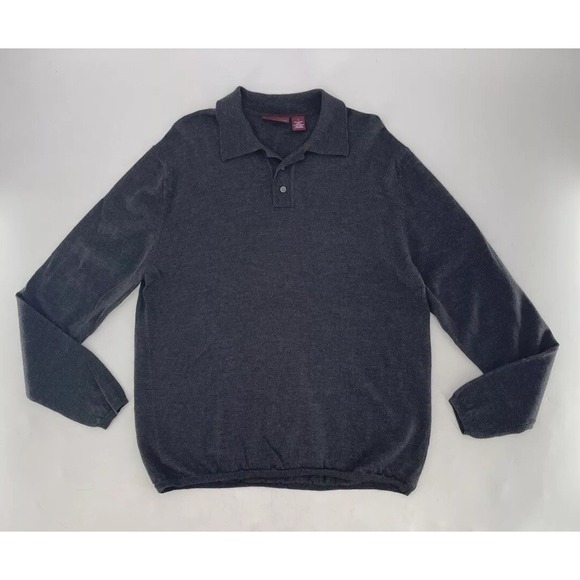 Merona Other - Merona Men's 100% Italian Merino Wool Collared Pullover Sweater Sz L, Made In UK